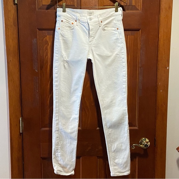 Citizens Of Humanity Distressed Racer White Jeans Size 25 - Picture 1 of 11